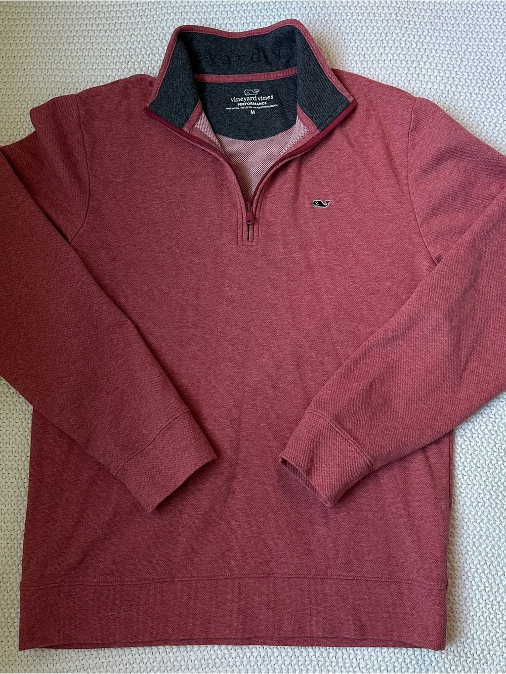 Vineyard Vines Men’s Red Quarter-Zip Performance Sweater